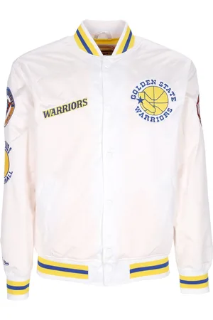 Mitchell & Ness Blouson Bomber Homme Nba Hometown Lw Satin Jacket Hardwood Classics Golwar Blanc