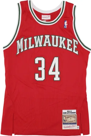 Mitchell & Ness Debardeur de Basketball Homme Nba Domicile Maillot 2014 No 34 Giannis Antetokounmpo Milbuc Rouge