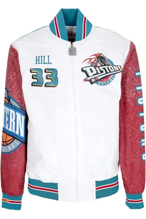 Mitchell & Ness Blouson Bomber Homme NBA Burst Warm Up Jacket No 33 Grant Hill Detpis Multi/blanc