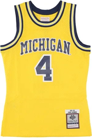 Mitchell & Ness Debardeur de basket-ball pour hommes, maillot Ncaa Maize 1991 No 4 Chris Webber Micwol jaune