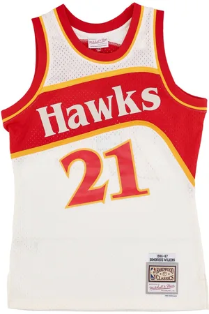 Mitchell & Ness Debardeur de basket-ball pour hommes NBA Team Color Swingman Jersey Hardwood Classics 1986 No 21 Dominique Wilkins Atlhaw