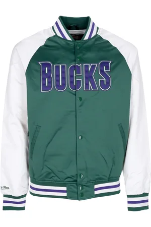 Mitchell & Ness Blouson Bomber Homme Nba Primetime Lw Satin Jacket Hardwood Classics Milbuc Vert Fonce