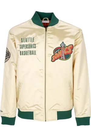 Mitchell & Ness Blouson Bomber Homme Nba Team Og 2.0 Veste Legere En Satin Vintage Logo Seasup Or