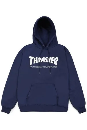 Thrasher Sweat a capuche Skatemag pour hommes, bleu marine/blanc