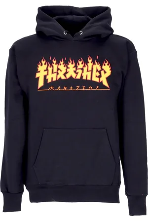 Thrasher Godzilla Flame Hood Sweat a capuche pour homme Noir/jaune