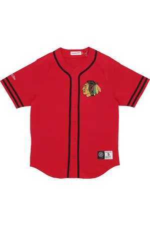 Mitchell & Ness Veste a boutons pour hommes, mode Nhl, bouton en coton sur le devant, logo actuel Chibla, couleurs originales de l