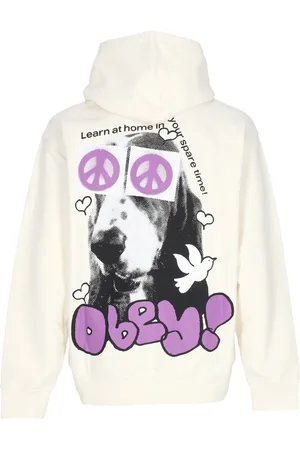 Obey Sweat a capuche leger pour hommes Peace Eyes Box Fit Premium Hoodie ecru