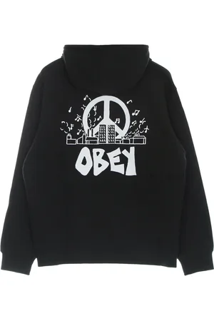 Obey City Block Premium Sweat a capuche leger pour homme French Terry Hood Noir