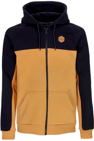 DOLLY NOIRE Sweat a capuche zippe pour hommes, noir/kaki
