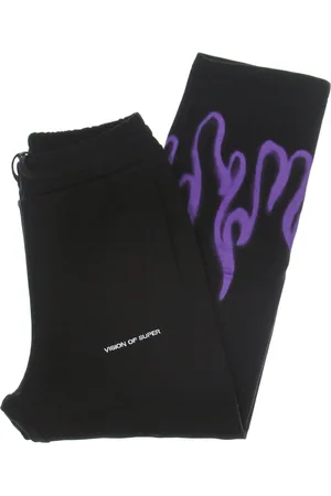 Vision Of Super Pantalon de survetement leger pour hommes, pantalon Spray Flames noir/violet