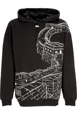 DOLLY NOIRE Sweat a capuche leger pour hommes, motif mural chinois, noir/blanc