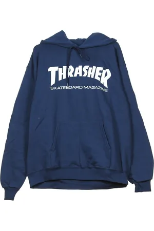 Thrasher Sweat a capuche Skatemag pour hommes, bleu marine/blanc