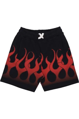 Vision Of Super Pantalon de survetement court pour hommes Flames Shorts noir/rouge