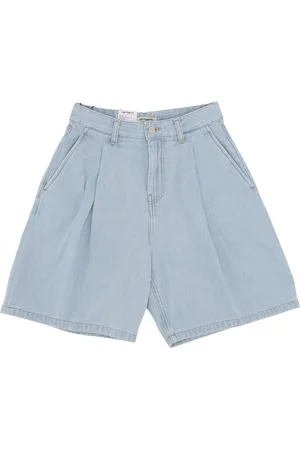Carhartt High W Short Jeans Femme Bleu Pierre Bleached