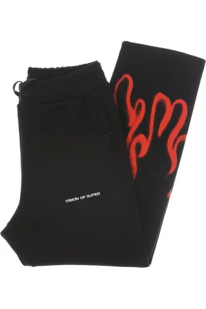 Vision Of Super Pantalon de survetement leger pour hommes, pantalon Spray Flames noir/rouge