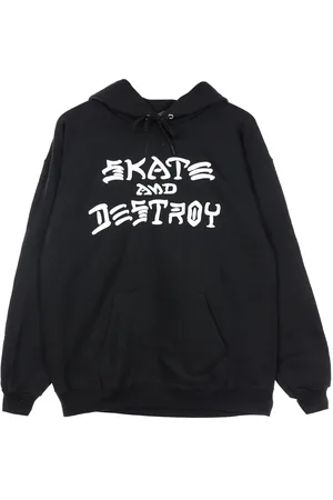 Thrasher Sweat a capuche Skate & Destroy pour hommes Noir/blanc