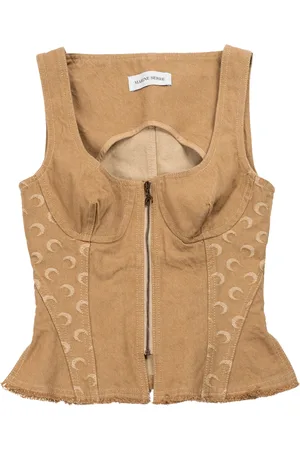 Marine Serre Haut corset en serge jacquard Moon en