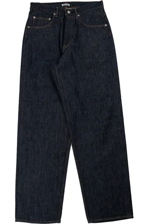 Auralee Pantalon large en denim Hard Twist en indigo