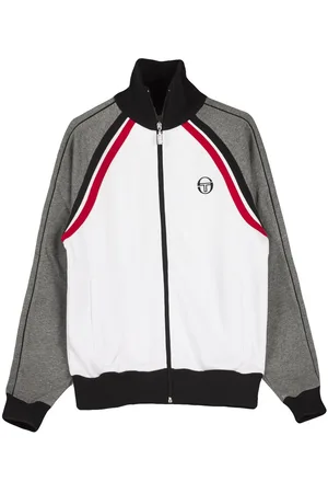 Sergio Tacchini Ghibli Tracktop Veste de survetement pour hommes Blanc/gris fonce/melange