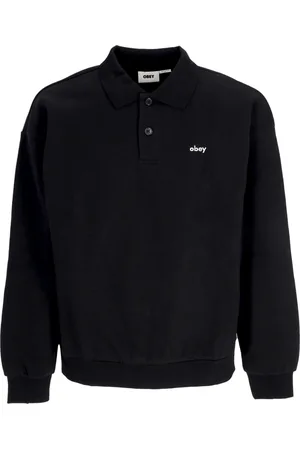Obey Manches longues pour hommes Polo polaire noir