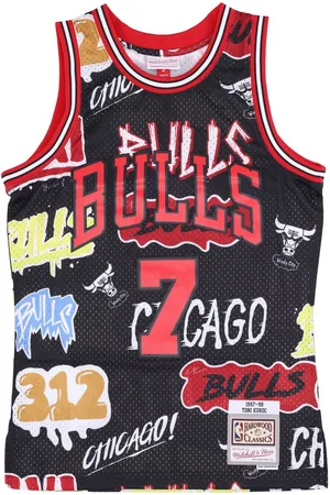 Mitchell & Ness Debardeur de basket-ball pour hommes, autocollant NBA Slap, maillot Swingman, classiques en bois dur, No 7, Toni Kukoc, 1997-98, Chibul, noir