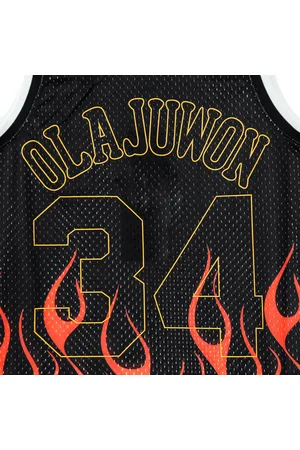 Mitchell & Ness Debardeur de basket-ball pour hommes Nba Swingman Jersey Flames Hardwood Classics N.34 Hakeem Olajuwon 1993-94 Houroc Noir/noir/multicolore