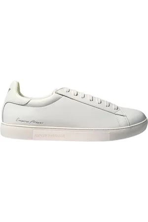 Emporio Armani Chaussures pour hommes Bas cuir logo-semelle en caoutchouc avec gravures