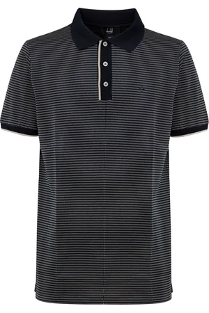 Dunhill Polo en coton bleu marine avec impression Jacquard