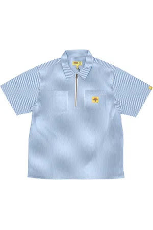 ICECREAM Shirt Sleeve Short Man Quarter Chemise de travail zippee bleu bande