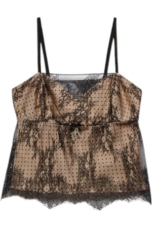 ANIYE BY Crop top LEONES Femme viande avec dentelle noire