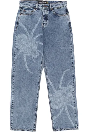 IUTER Jeans Homme Spider Loose Denim Pantalons Bleu Bleach