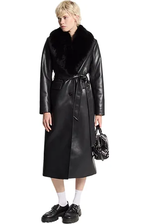 Michael Kors Manteaux pour femmes - manteau de robe en faux cuir - noir