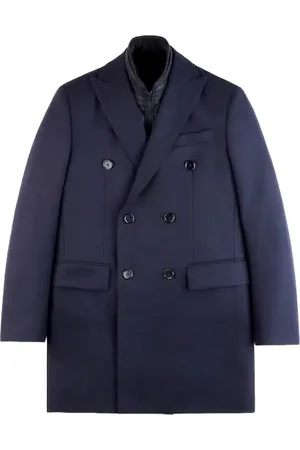 FAY Manteaux pour hommes - double manteau en laine - bleu