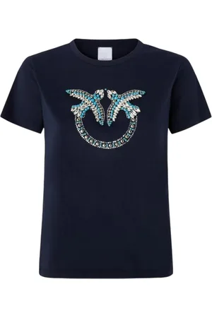 Pinko T-shirt femme - logo en jersey quentin - bleu
