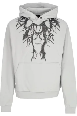Phobia Leger poids des hommes Hoodie noire Lightning Hoodie Gris