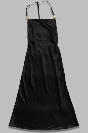 Marine Serre Satin longue robe slip - fait en romanie