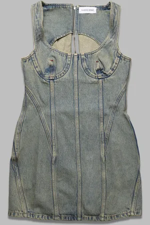 Marine Serre Lune laser denim mini robe - fait en italie