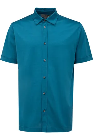 CANALI Chemise manches courtes bleues