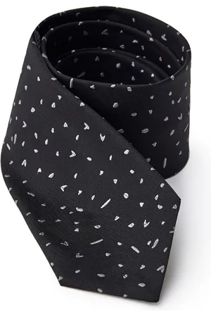 Jil Sander Cravate en soie noire avec Micro Print 7 cm