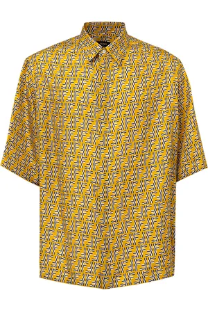 Fendi Chemise en soie jaune Hita imprime Labyrinthe