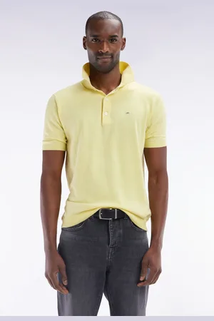 Eden Park Pull Col Polo En Coton Et Soie Mélangés Ivoire Coupe Droite