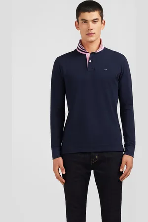 Eden Park Polo Manches Longues En Coton Avec Col Contrasté