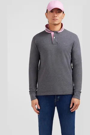 Eden Park Polo Manches Longues En Coton Avec Col Contrasté