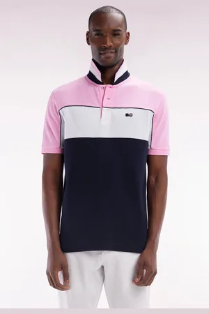 Eden Park Polo À Manches Courtes En Coton Tricolore Dessous De Col Rayé Coupe Droite