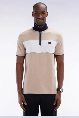 Eden Park Polo À Manches Courtes En Piqué De Coton Chiné Stretch Détails Contrastés Coupe Ajustée