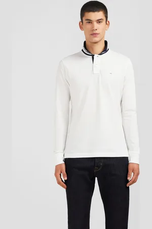 Eden Park Polo Manches Longues En Coton Avec Col Contrasté