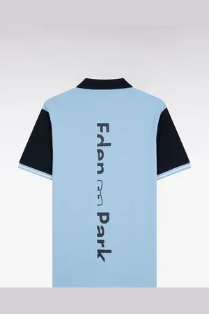 Eden Park Polo À Manches Courtes En Coton Ciel Jacquard Dos Coupe Décontractée