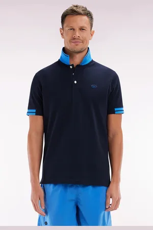 Eden Park Polo À Manches Courtes En Coton Marine Détails Colorés Coupe Décontractée