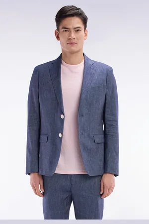 Eden Park Veste De Costume En Lin Et Coton Stretch Marine