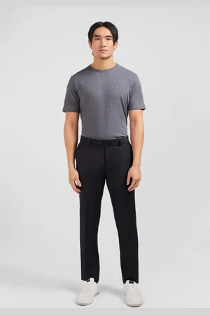 Eden Park Pantalon Slim Foncé En Laine À Plis Cassés